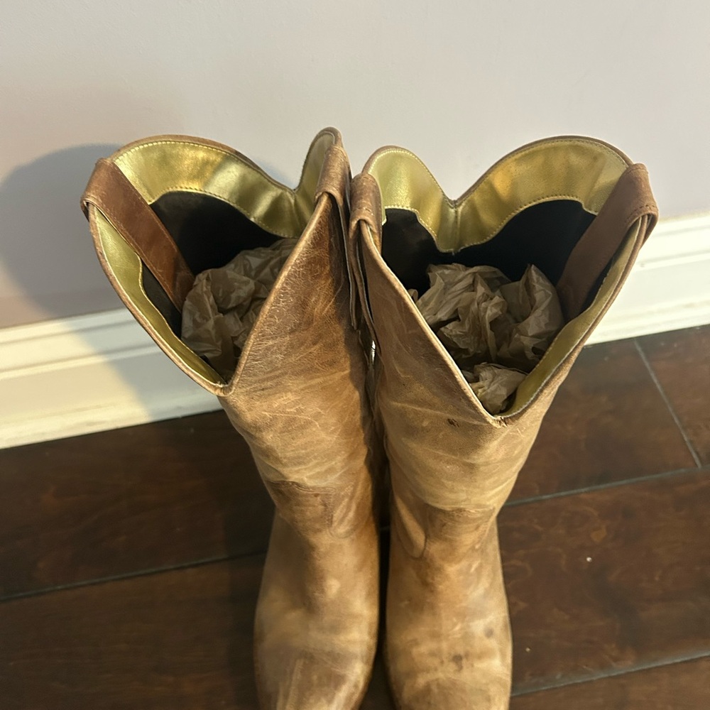 Jessica Simpson brown tan  Leather Cowboy Boots - Picture 6 of 9